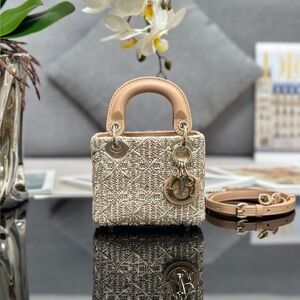Beige Mini Tote with Gold Charm Hardware